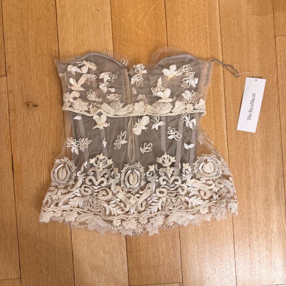 RARE ARCHIVAL 2006 Dolce & Gabbana Off-White Lace Bustier With Embroidery - Picture 3 of 4
